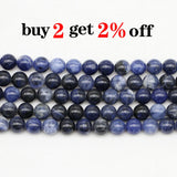 1strand/lot Natural Stone Sodalite Round Spacer Beads For Jewelry Making