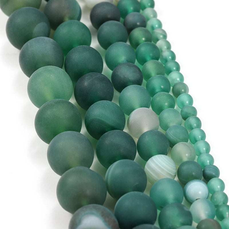 1strand/lot Matte Green Agate Beads for Bracelet Making