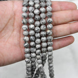 1strand Natural Grey Map Stone Jaspers Bead Round Loose Spacer Beads