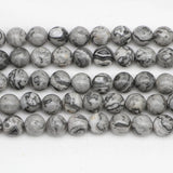 1strand Natural Grey Map Stone Jaspers Bead Round Loose Spacer Beads
