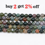 1strand Indian Agates Bead Round Loose Spacer Beads For Jewelry Making