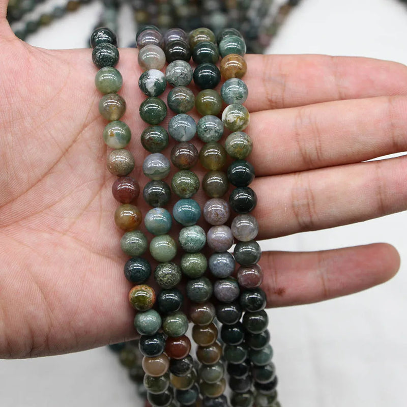 1strand Indian Agates Bead Round Loose Spacer Beads For Jewelry Making