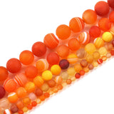 1strand/lot Orange Matt Natural Stone Stripe Agates Round Loose Beads
