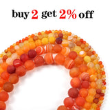 1strand/lot Orange Matt Natural Stone Stripe Agates Round Loose Beads