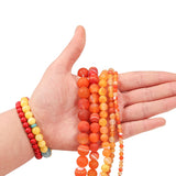 1strand/lot Orange Matt Natural Stone Stripe Agates Round Loose Beads