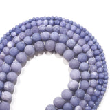 Matte Purple Chalcedony Stone Round Beads Lot DIY Bracelet Jewelry Making