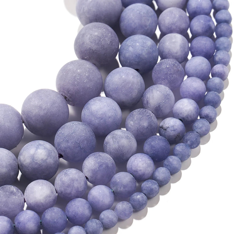 Matte Purple Chalcedony Stone Round Beads Lot DIY Bracelet Jewelry Making