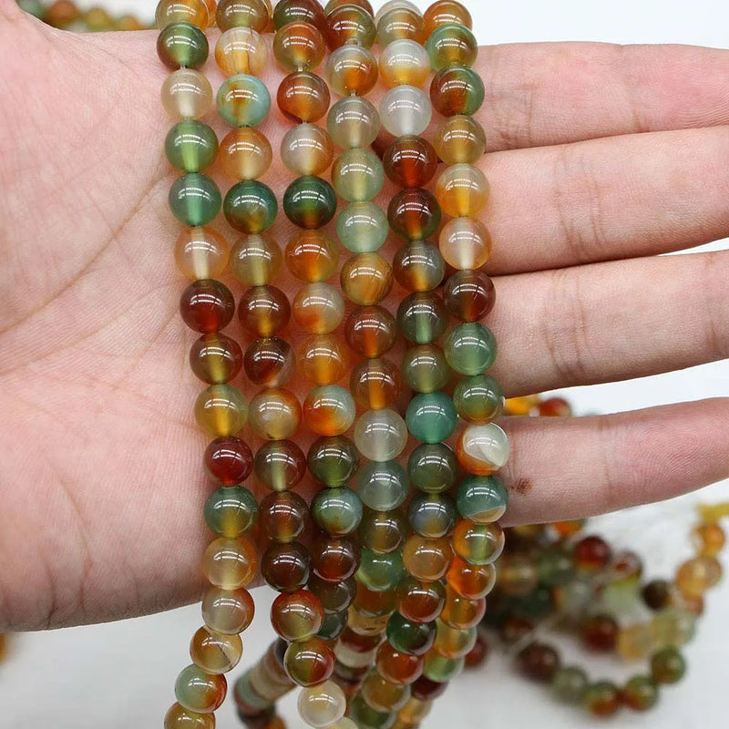 1strand/lot Natural Stone Peacock Agate Bead Round Gem Loose Spacer Beads