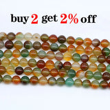 1strand/lot Natural Stone Peacock Agate Bead Round Gem Loose Spacer Beads
