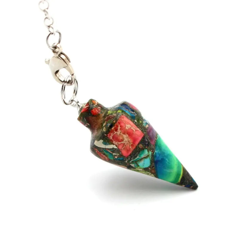 Sea Sediment Stone Pendulum Pendant Bead Reiki Hexagonal Chain Amulet
