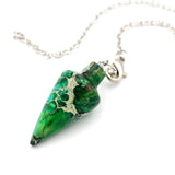Sea Sediment Stone Pendulum Pendant Bead Reiki Hexagonal Chain Amulet