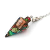 Sea Sediment Stone Pendulum Pendant Bead Reiki Hexagonal Chain Amulet