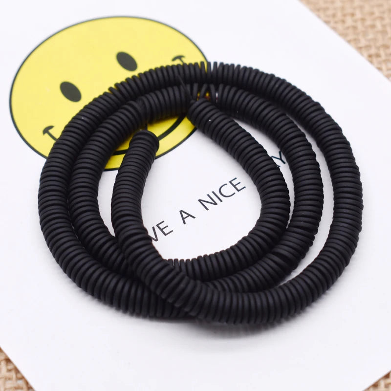 Natural Hematite Stone Matte Rubber Disc Beads for Jewelry Making