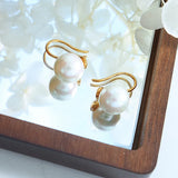 Vintage Round Glass Pearl Beads Earrings Stainless Steel Ear Stud