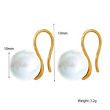 Vintage Round Glass Pearl Beads Earrings Stainless Steel Ear Stud