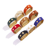 Red Orange Khaki PU Leather Bangle Stainless Steel Bracelet
