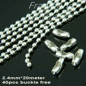 Stainless Steel Beads Chain 2.0mm/2.4mm for Necklace Jewelry Findings