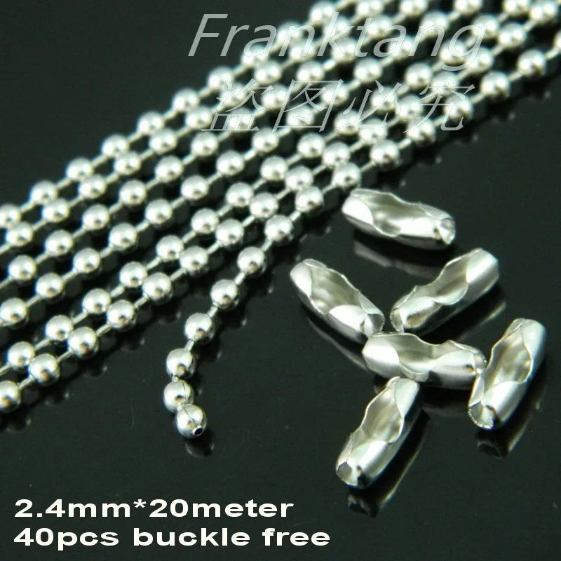 Stainless Steel Beads Chain 2.0mm/2.4mm for Necklace Jewelry Findings