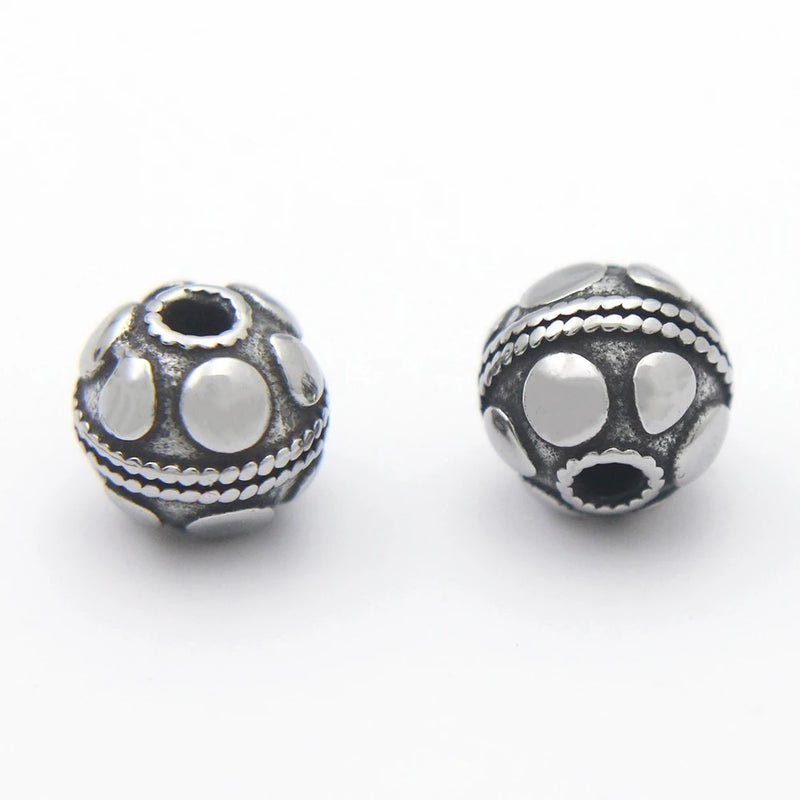 2.0mm Hole Stainless Steel Engrave Ball Bead DIY Jewelry Making