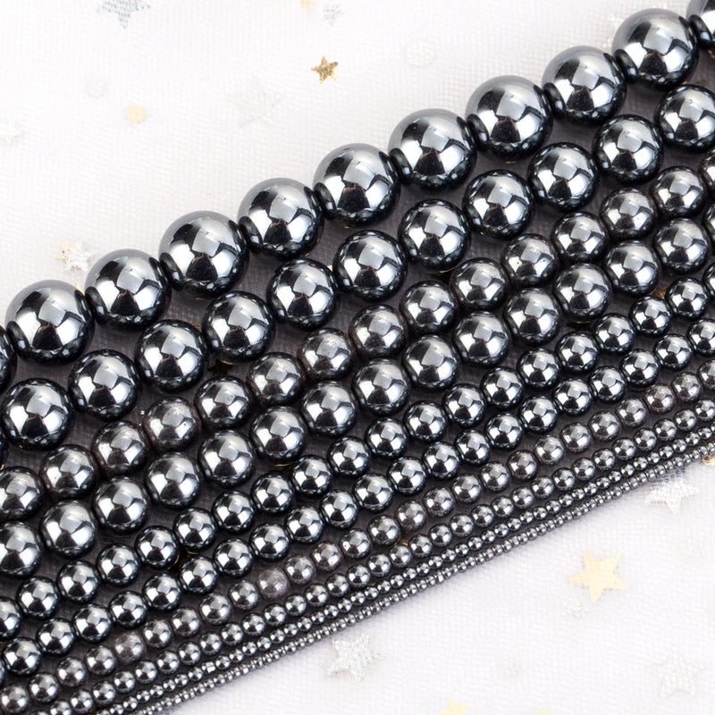 Natural Hematite Stone Beads Round Spacer Beads for Jewelry Making DIY