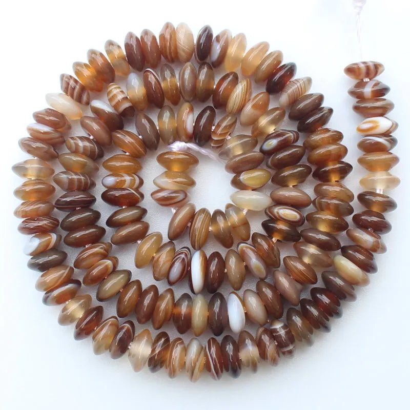 2-12mm Coffe stripe Ag Rondelle beads 14inch per strand