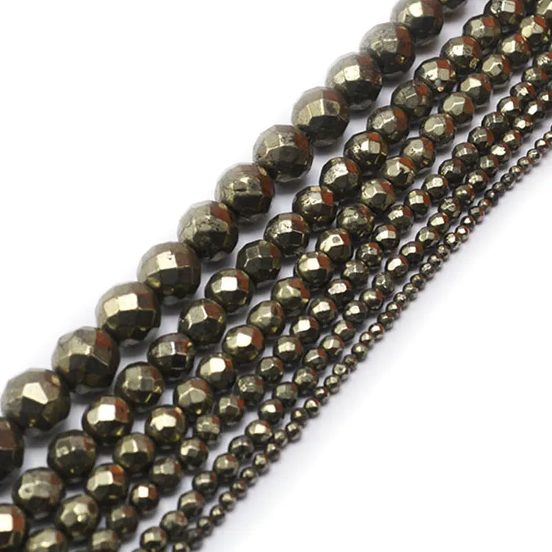 Natural Gray Pyrite Beads Faceted DIY Stone Loose Beads For Jewelry Making