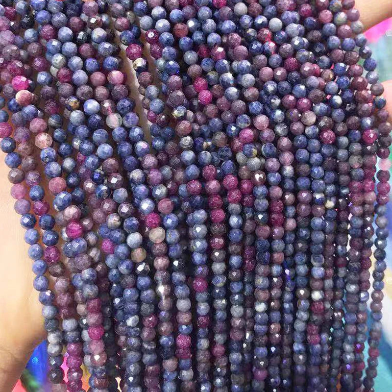 Faceted Natural Ruby Sapphire Beads 3-3.5mm Round Loose Red Gem