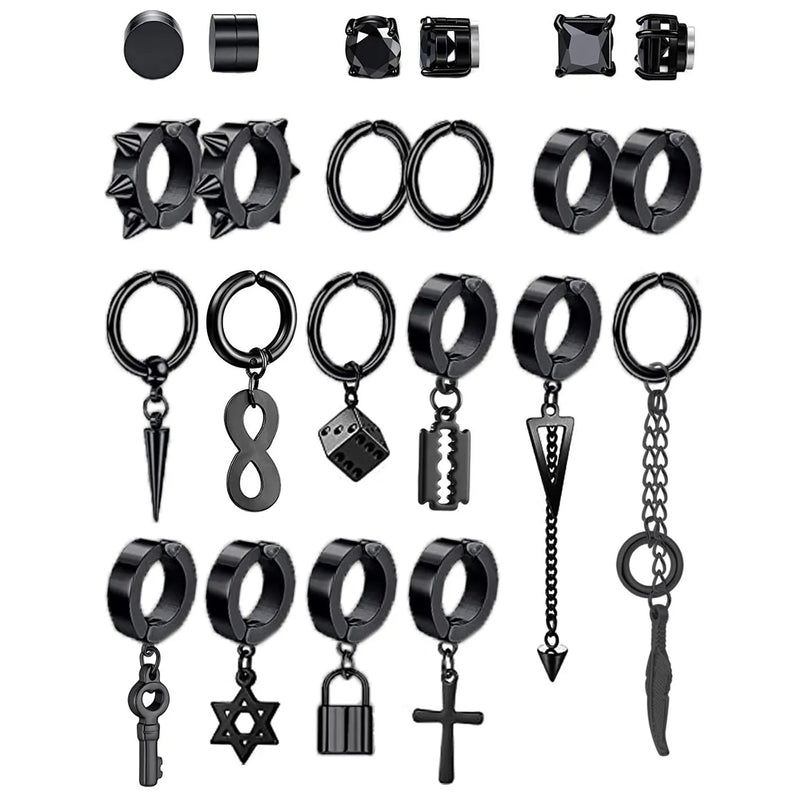 Stainless Steel Non Pierced Clip On Earrings Set