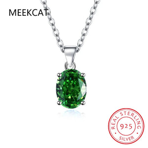 2.2ct Green Peridot 925 Silver Pendant Necklace Women No Chain