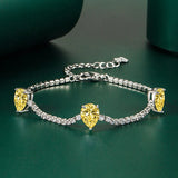 Water Drop CZ Tennis Bracelet Chain Silver Bangle Jewelry