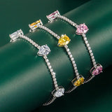Water Drop CZ Tennis Bracelet Chain Silver Bangle Jewelry