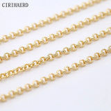 14K Plated Brass Round Link Chain DIY Jewelry Accessories Necklace Bracelet