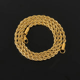 316L Rope Chain Necklace Stainless Steel Waterproof Choker Men Women Jewelry