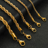 316L Rope Chain Necklace Stainless Steel Waterproof Choker Men Women Jewelry