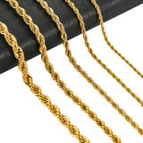 316L Rope Chain Necklace Stainless Steel Waterproof Choker Men Women Jewelry