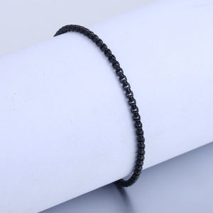 Stainless Steel Link Bracelet Round Box Chain Men Women Daily Party Jewelry