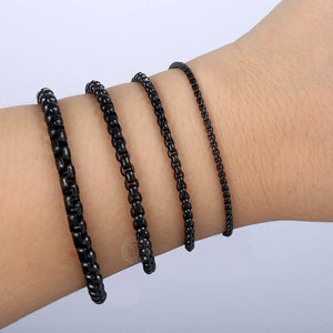 Stainless Steel Link Bracelet Round Box Chain Men Women Daily Party Jewelry