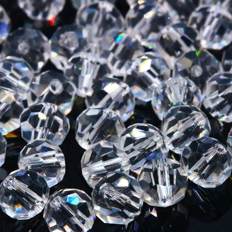 32Faceted Ball Crystal Glass Round Spacer Beads for DIY Crafts