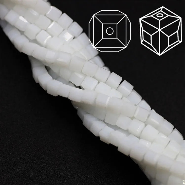 Austria Glass Square Beads Spacer Cubic Crystal for DIY Jewelry Making