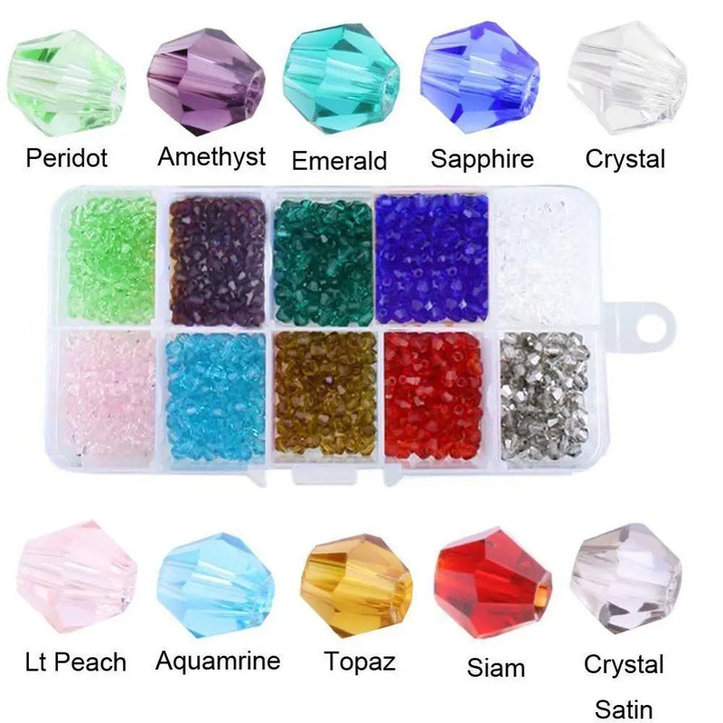 Czech Crystal Glass Bicone Beads Kit for Jewelry Making Crafts