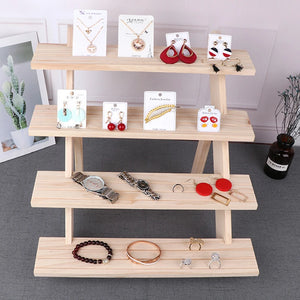 Wooden Earring Stand Display Rack Jewelry Holder Tower