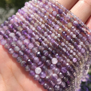 2 3 4 mm Purple Amethysts Faceted Loose Spacer Beads 15''