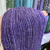 2/3/4MM Amethyst Faceted Round Stone Beads for Jewelry Making DIY