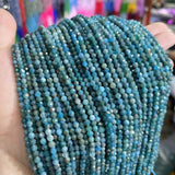 2/3/4MM Apatite Pine Faceted Round Beads Natural Stone Spacer DIY Jewelry Making