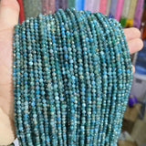 2/3/4MM Apatite Pine Faceted Round Beads Natural Stone Spacer DIY Jewelry Making