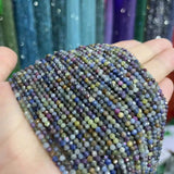 2/3/4MM Sapphire Faceted Round Natural Stone Beads Jewelry Making DIY