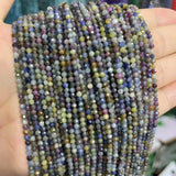 2/3/4MM Sapphire Faceted Round Natural Stone Beads Jewelry Making DIY