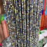2/3/4MM Sapphire Faceted Round Natural Stone Beads Jewelry Making DIY