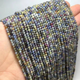 2/3/4MM Sapphire Faceted Round Natural Stone Beads Jewelry Making DIY