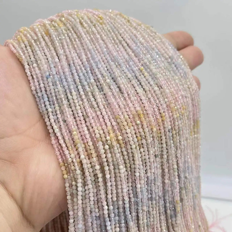2/3/4MM Morganite Faceted Round Beads for Jewelry Making